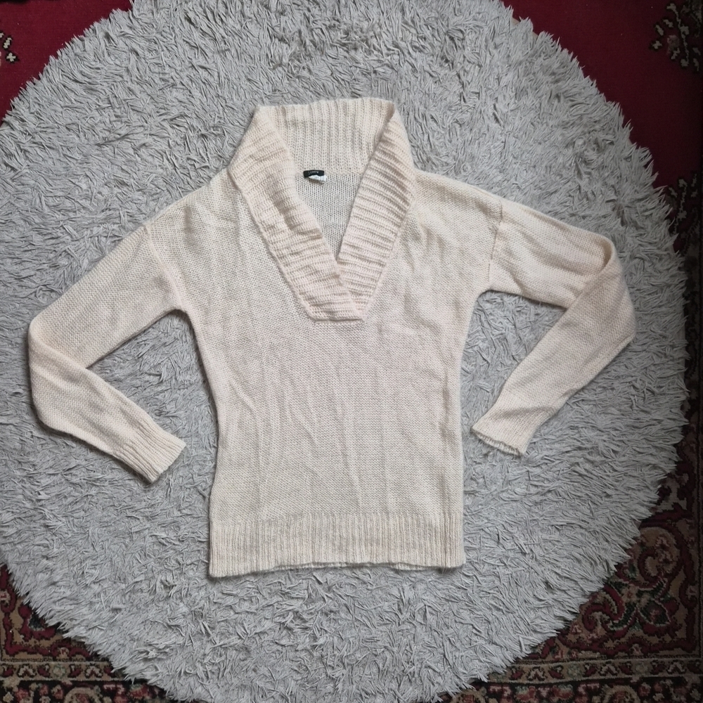 Womens J. Crew Sweater Wool Mohair Blend Cream Ivory Size Small S Winter Fall ✨️